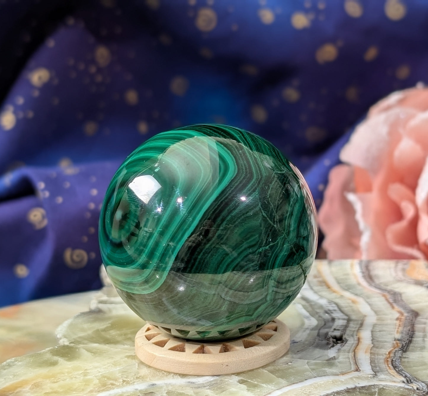 Spectacular Green Malachite Sphere