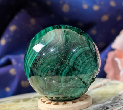 Spectacular Green Malachite Sphere