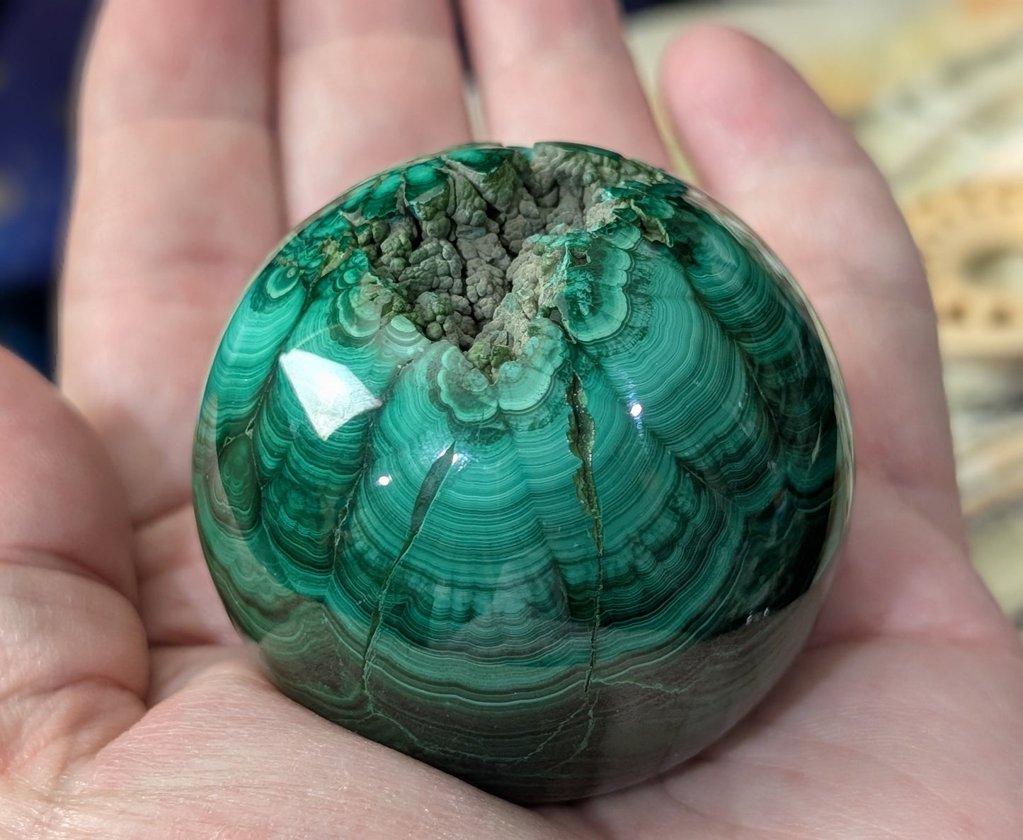 Spectacular Green Malachite Sphere