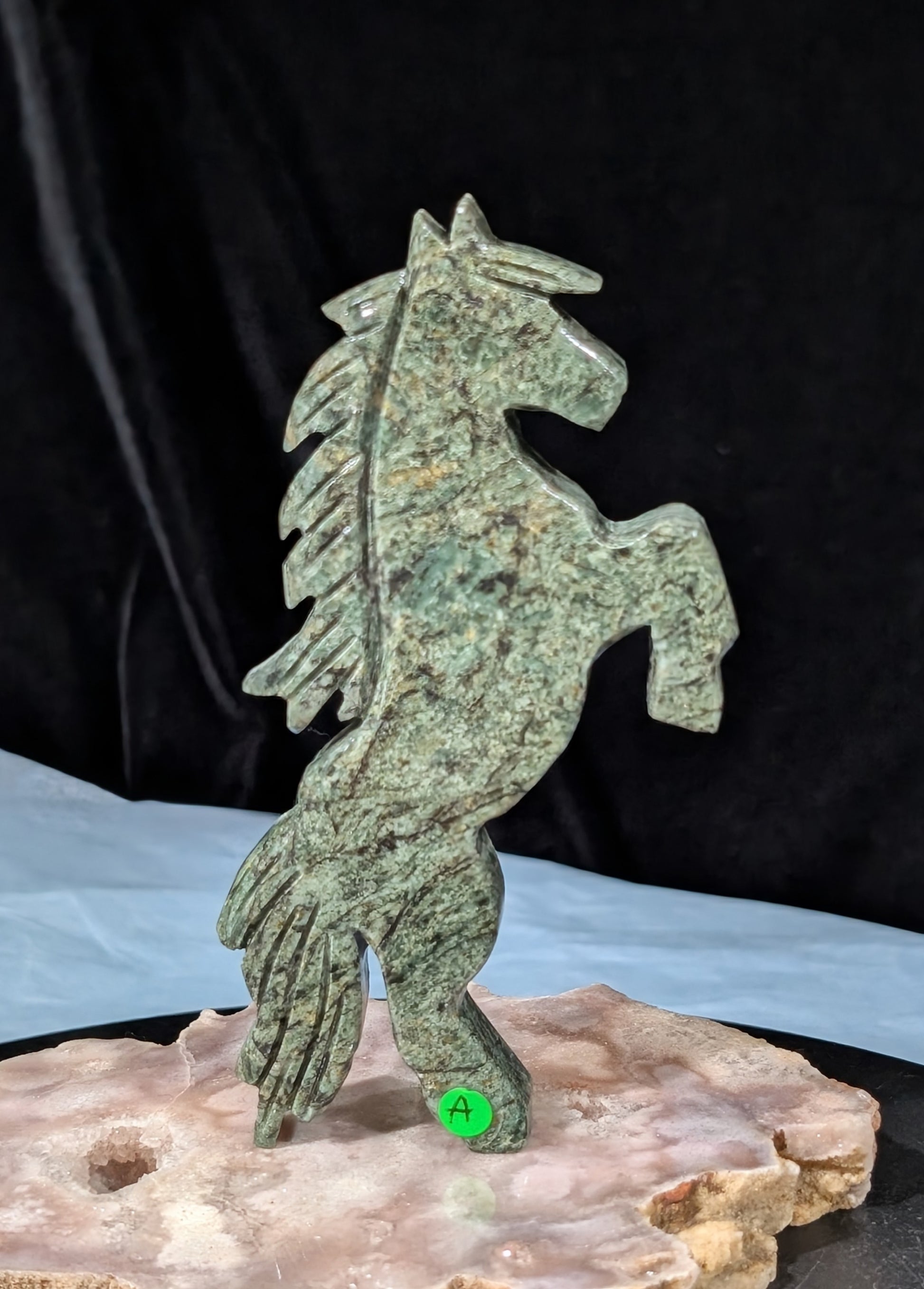 Spotted Serpentine Rearing Horse Figurine