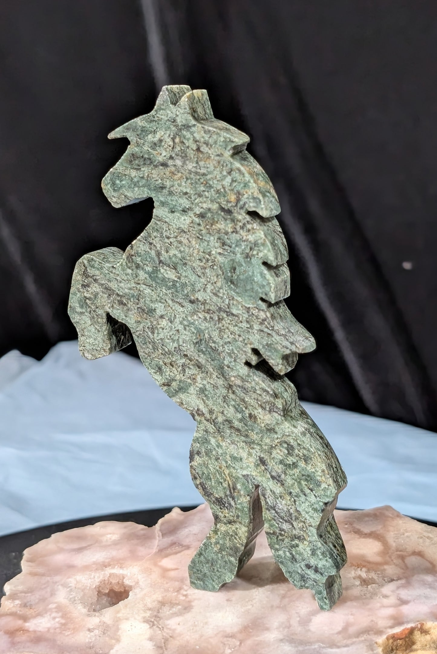 Spotted Serpentine Rearing Horse Figurine