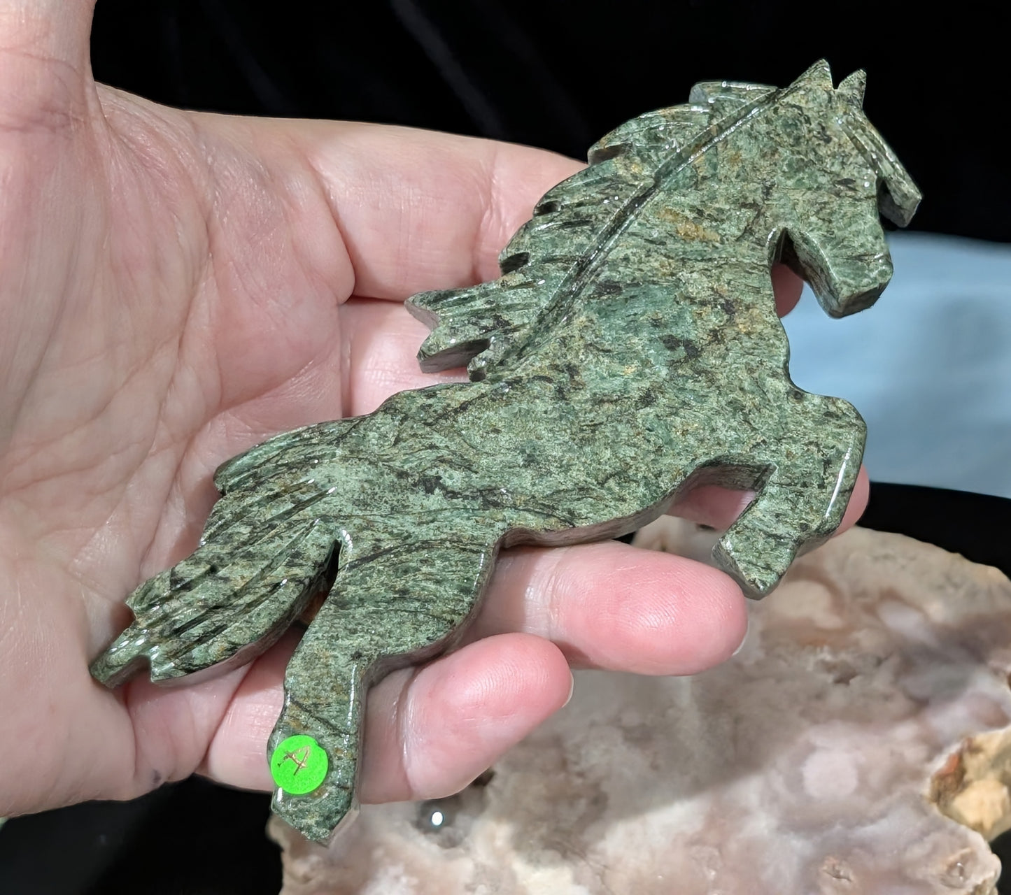 Spotted Serpentine Rearing Horse Figurine