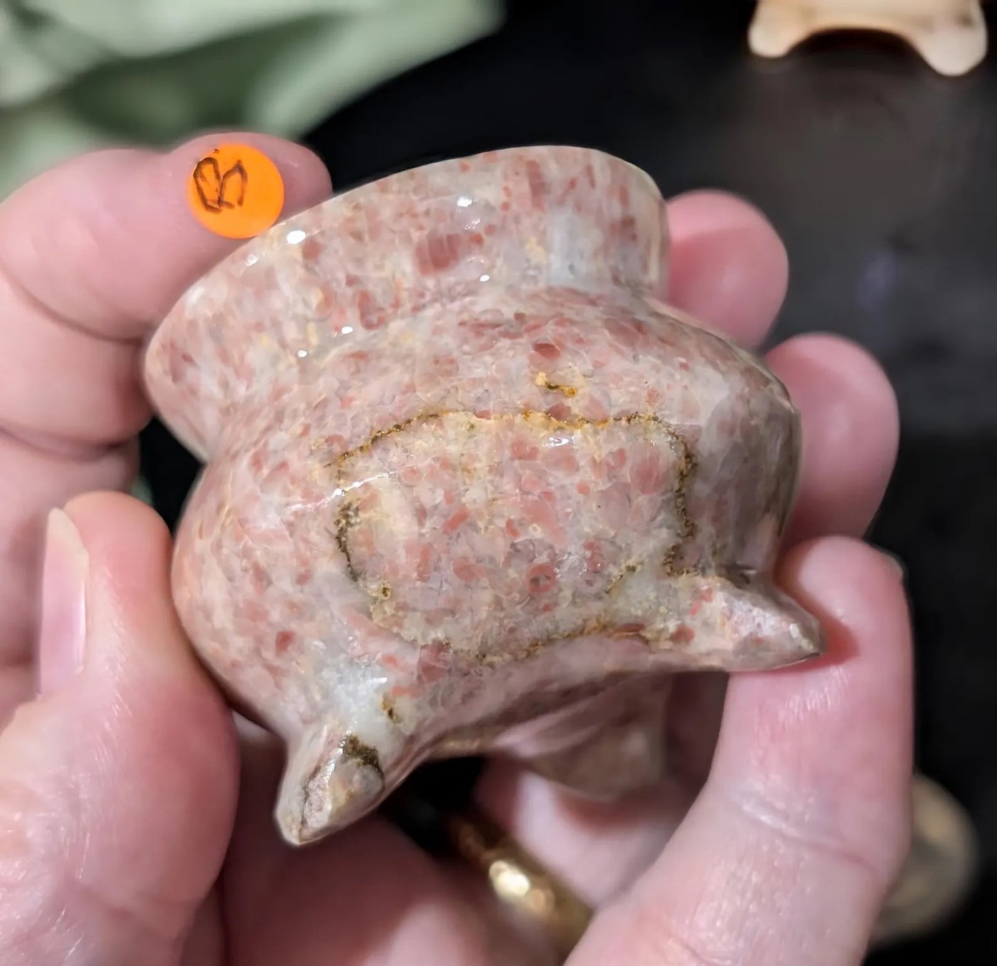 Strawberry Jasper Cauldron Sphere Holder
