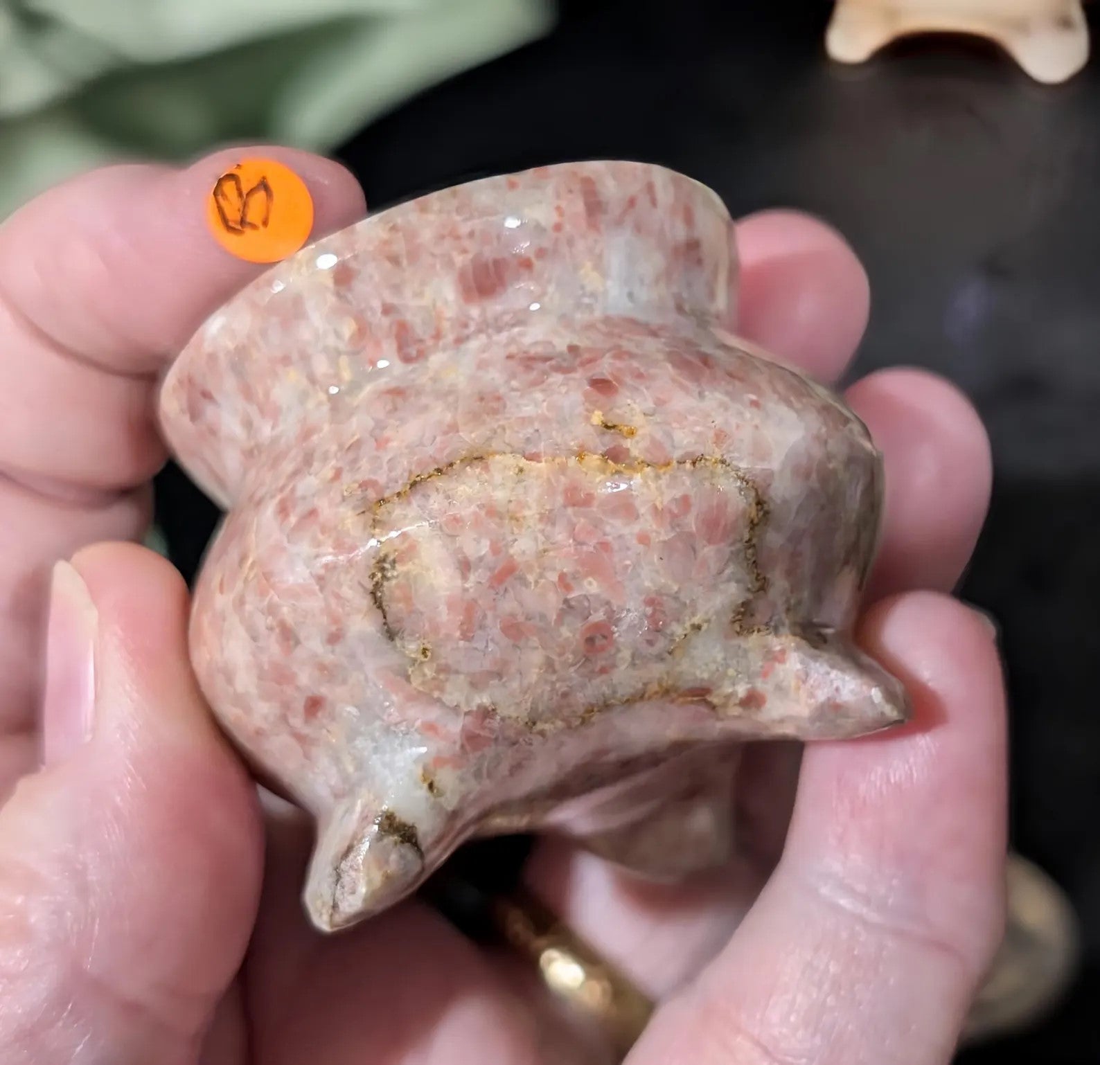 Strawberry Jasper Cauldron Sphere Holder