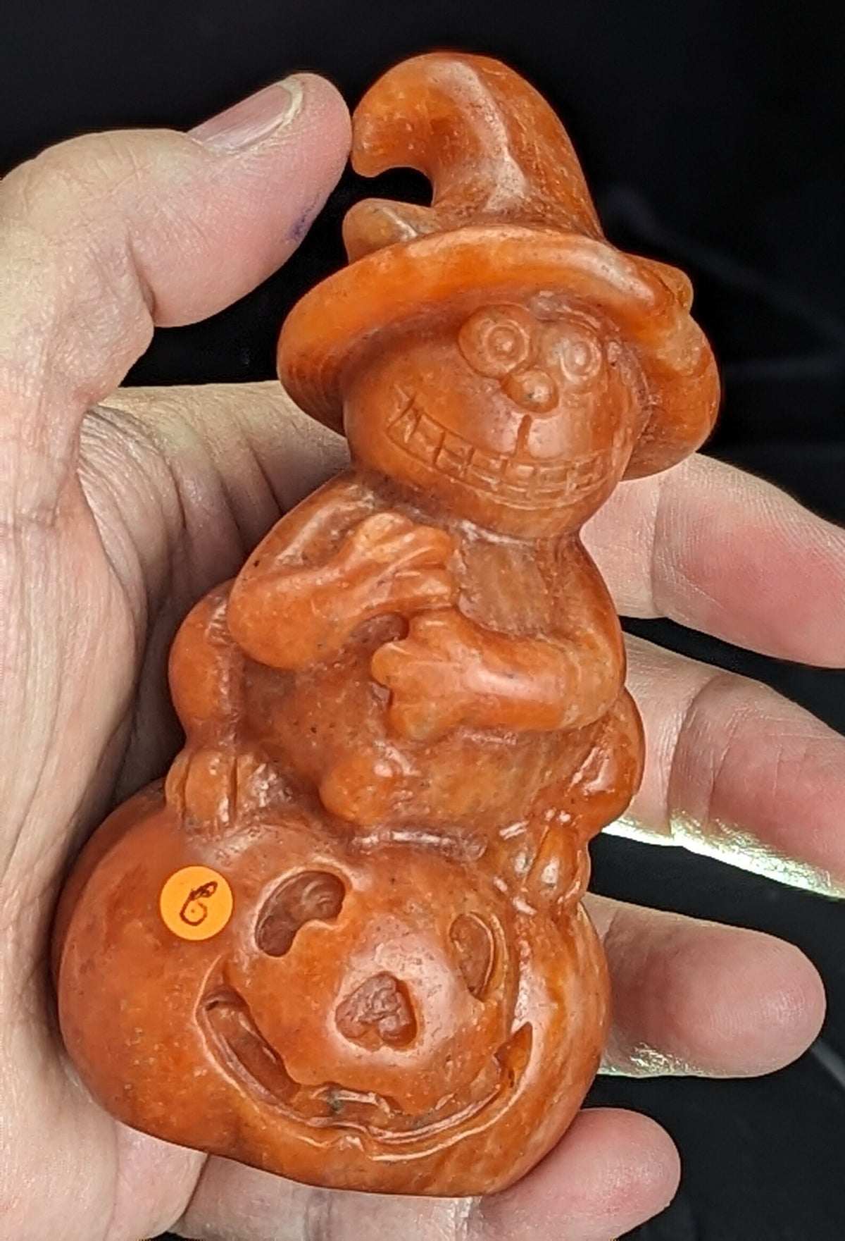 Sunstone Witch Cat on Pumpkin Figurine