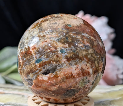 Sunstone and Blue Apatite Sphere