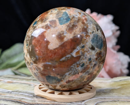 Sunstone and Blue Apatite Sphere