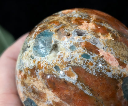 Sunstone and Blue Apatite Sphere