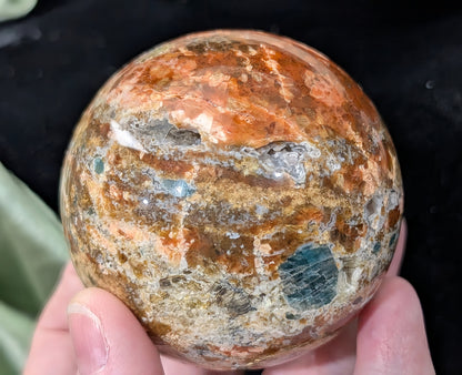 Sunstone and Blue Apatite Sphere