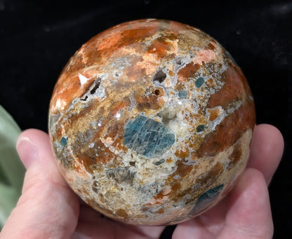 Sunstone and Blue Apatite Sphere