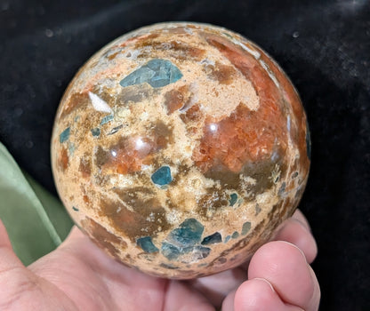 Sunstone and Blue Apatite Sphere