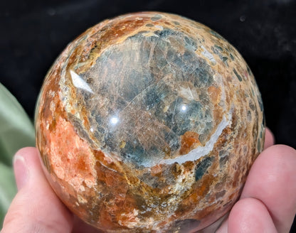 Sunstone and Blue Apatite Sphere