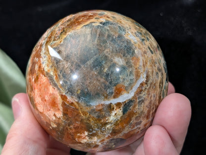Sunstone and Blue Apatite Sphere