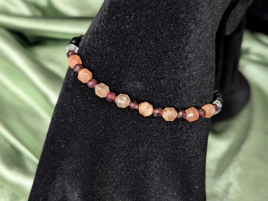 Sunstone and Garnet Bracelet