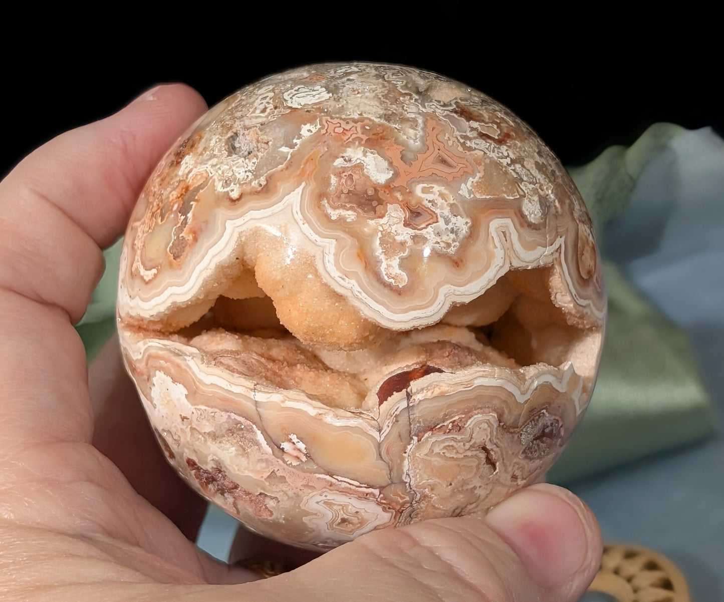 Super Druzy Pink Crazy Lace Agate Sphere