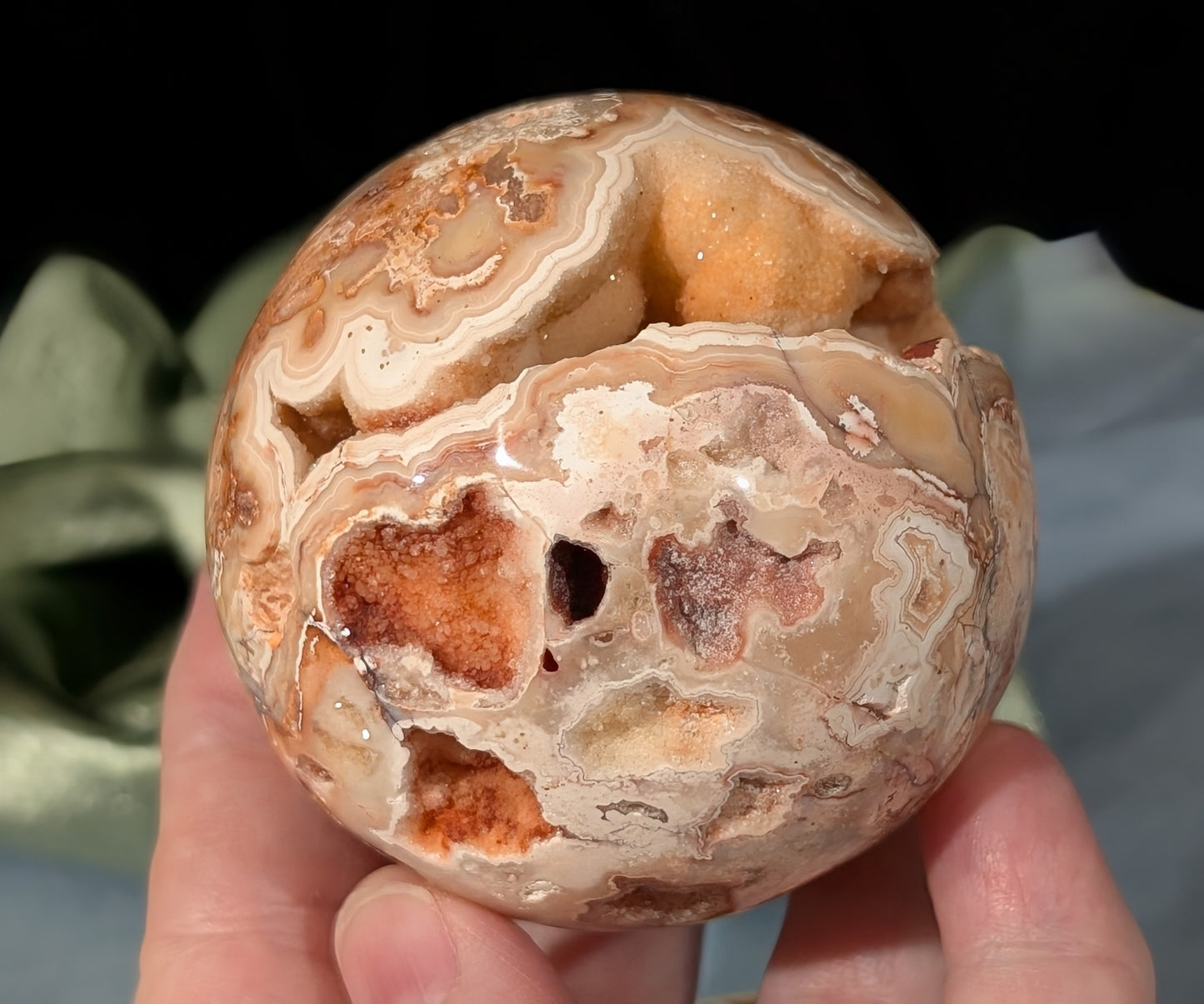 Super Druzy Pink Crazy Lace Agate Sphere