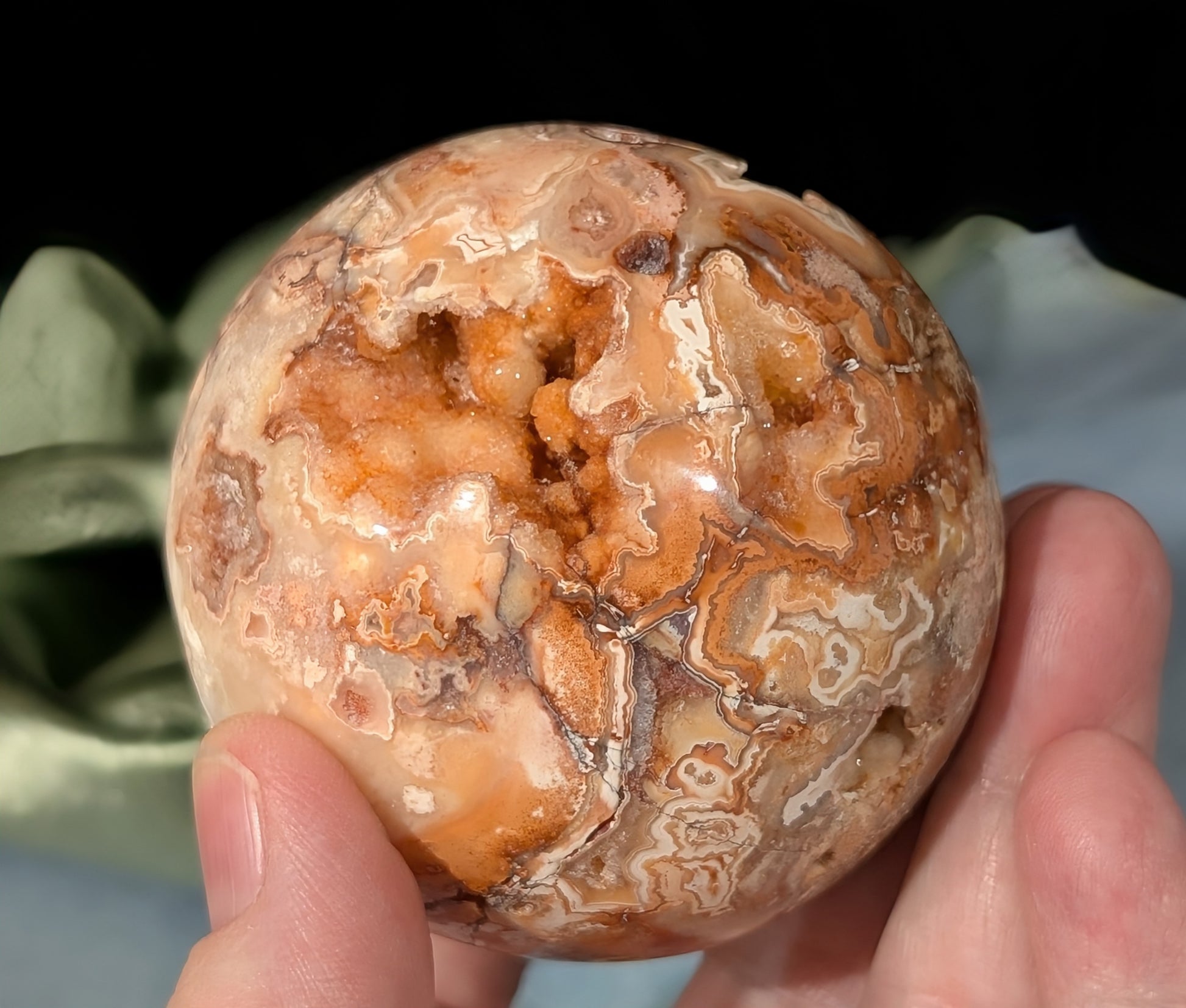 Super Druzy Pink Crazy Lace Agate Sphere