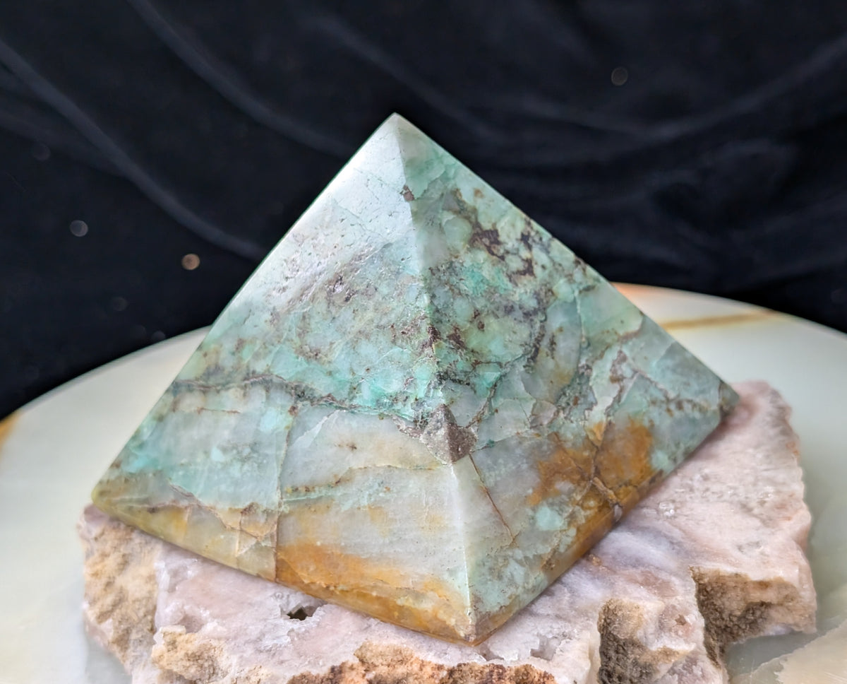 Turquoise in Quartz Pyramid
