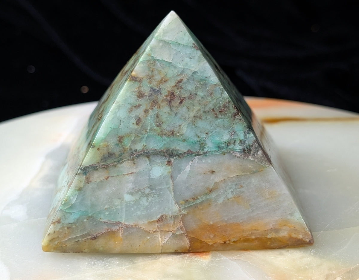 Turquoise in Quartz Pyramid