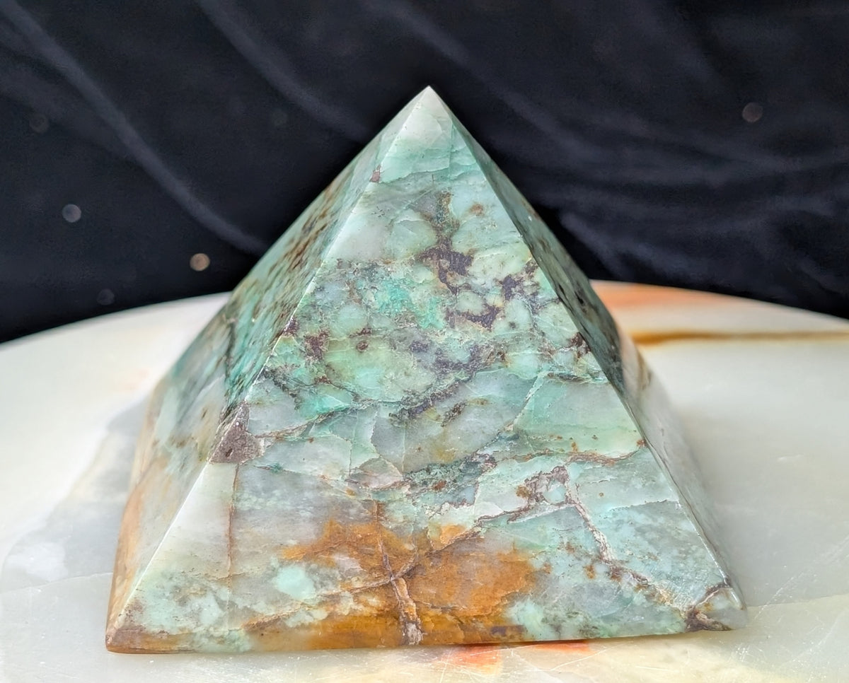Turquoise in Quartz Pyramid
