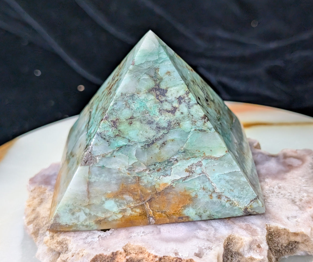 Turquoise in Quartz Pyramid