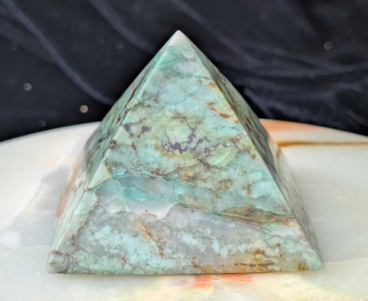 Turquoise in Quartz Pyramid