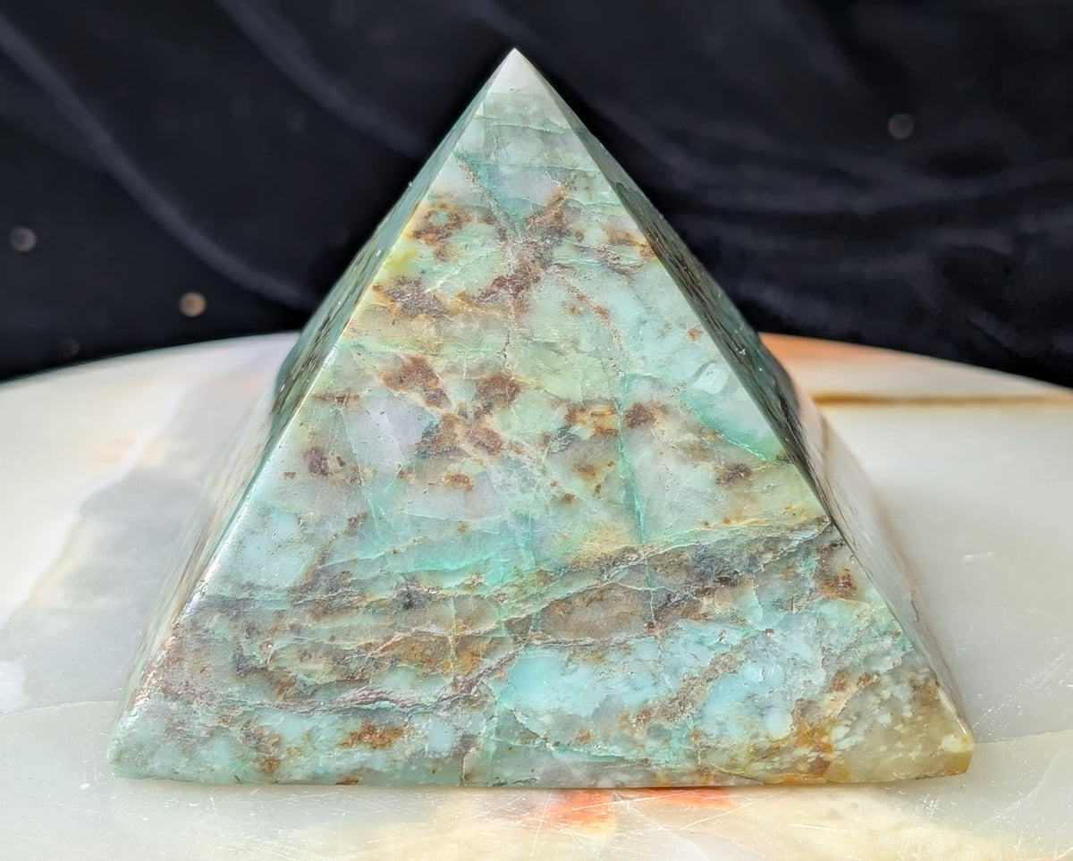 Turquoise in Quartz Pyramid