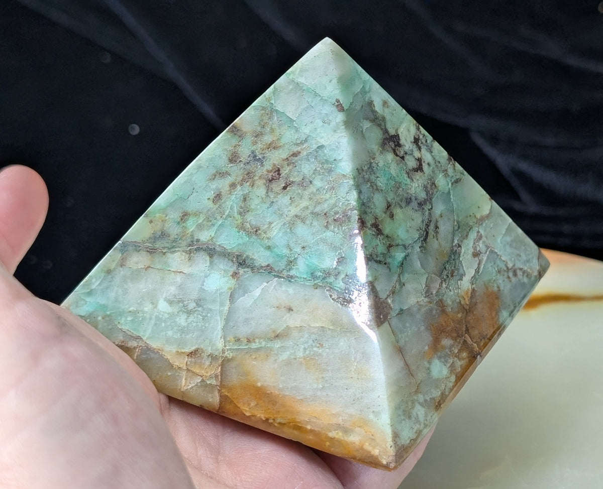 Turquoise in Quartz Pyramid