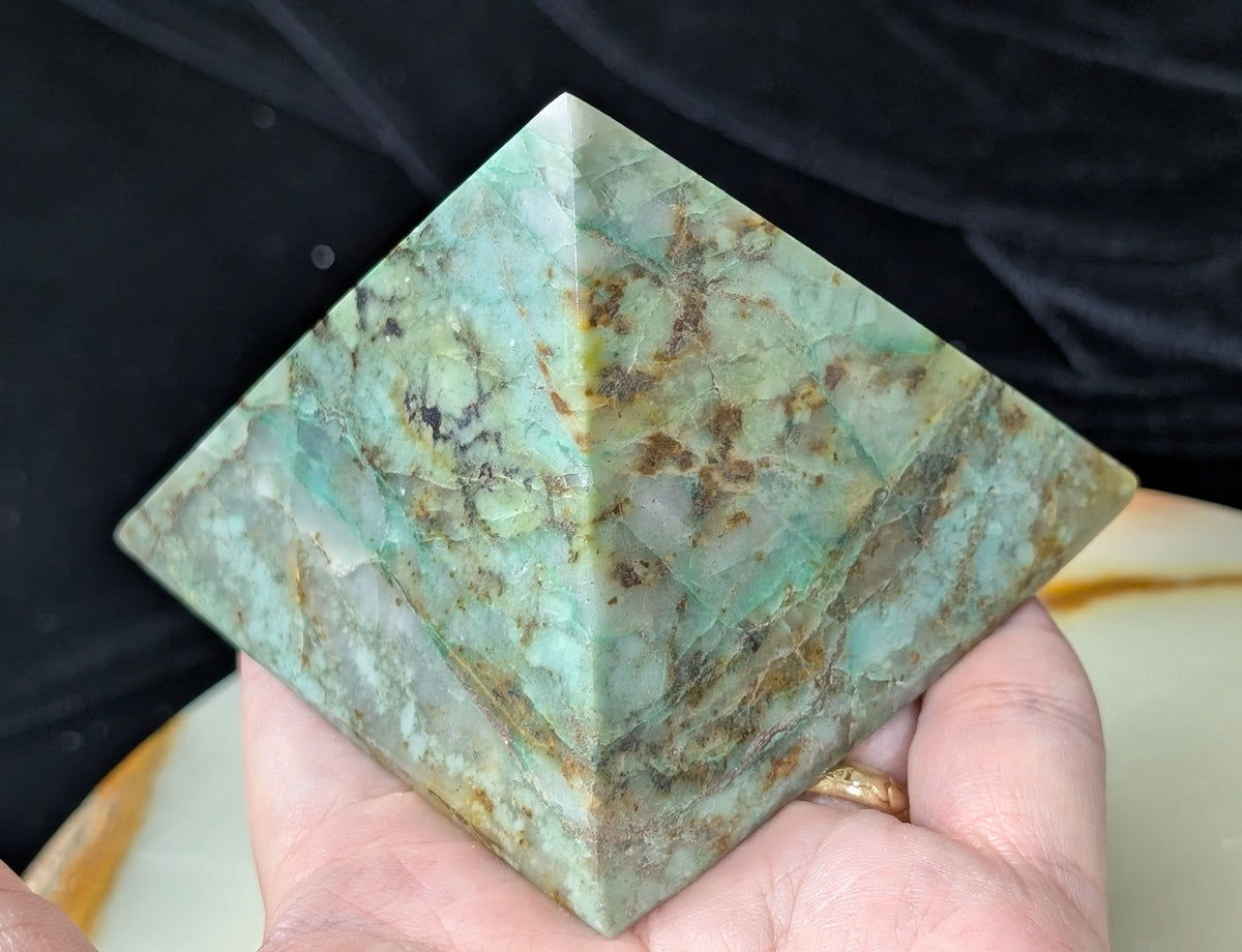 Turquoise in Quartz Pyramid