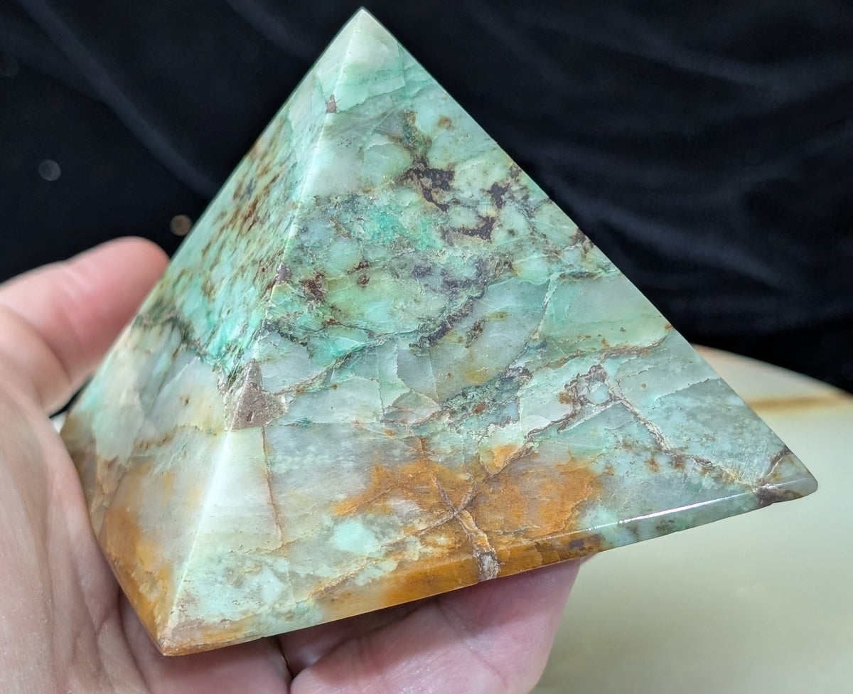 Turquoise in Quartz Pyramid