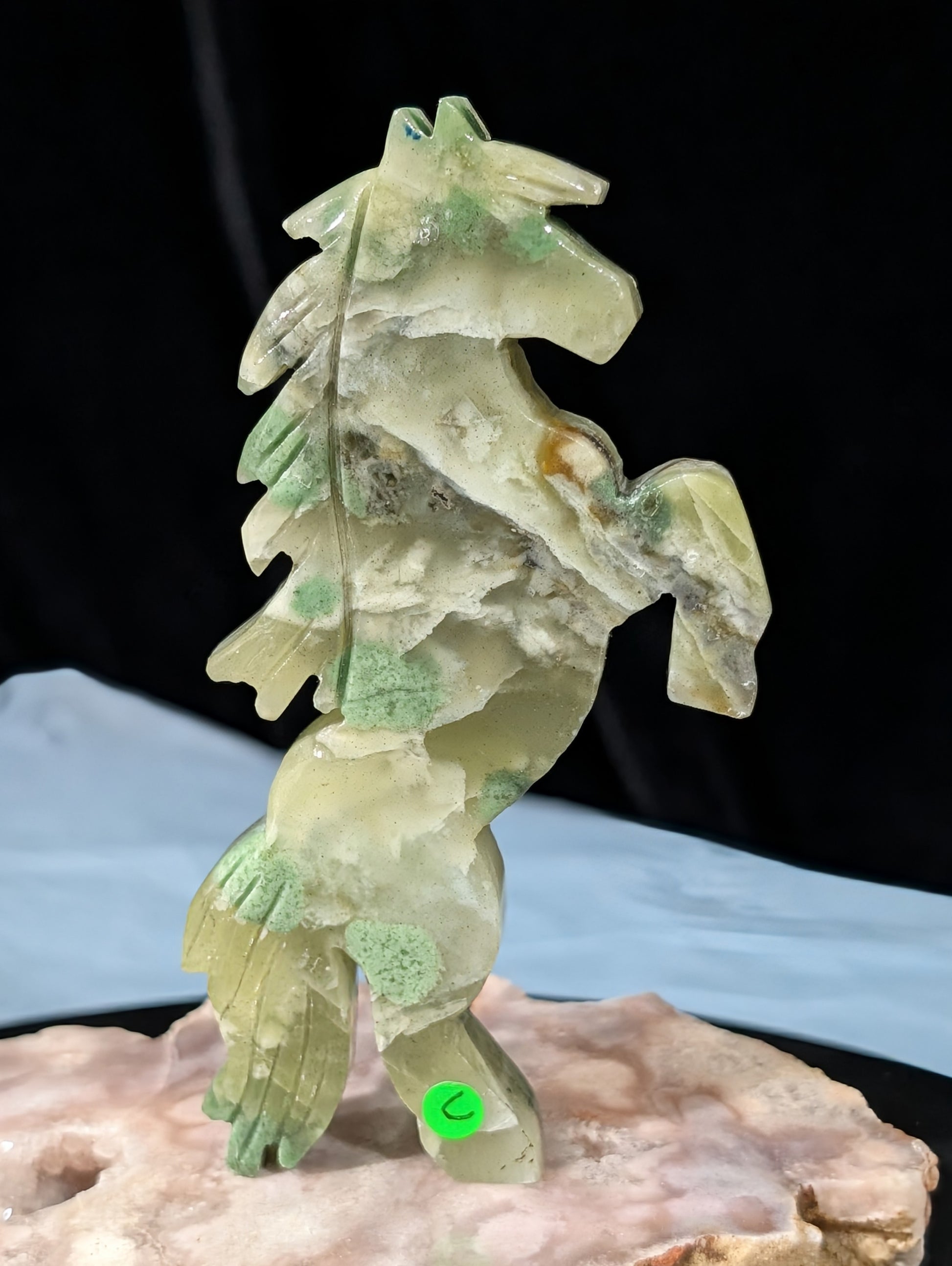 Turquoise in Quartz Rearing Horse Figurine