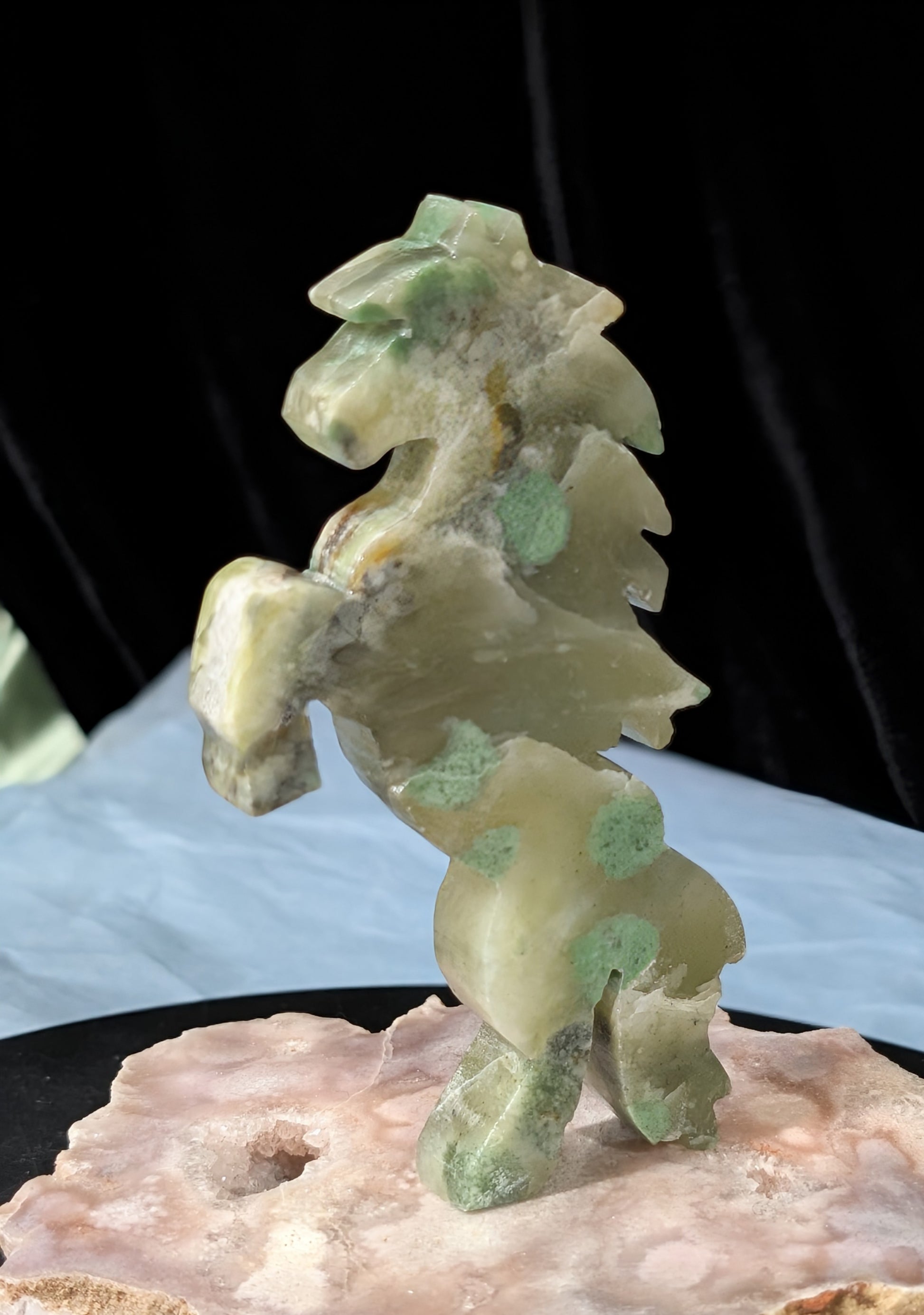 Turquoise in Quartz Rearing Horse Figurine