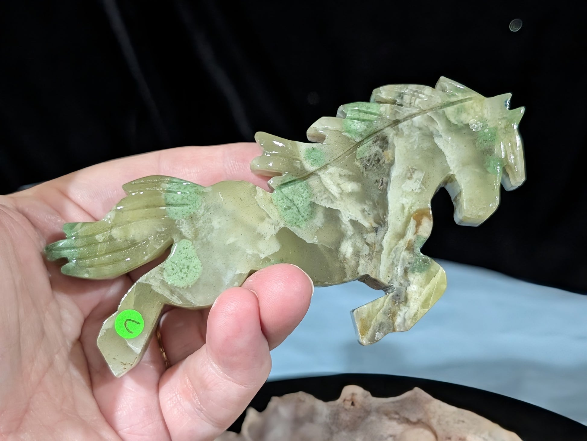Turquoise in Quartz Rearing Horse Figurine