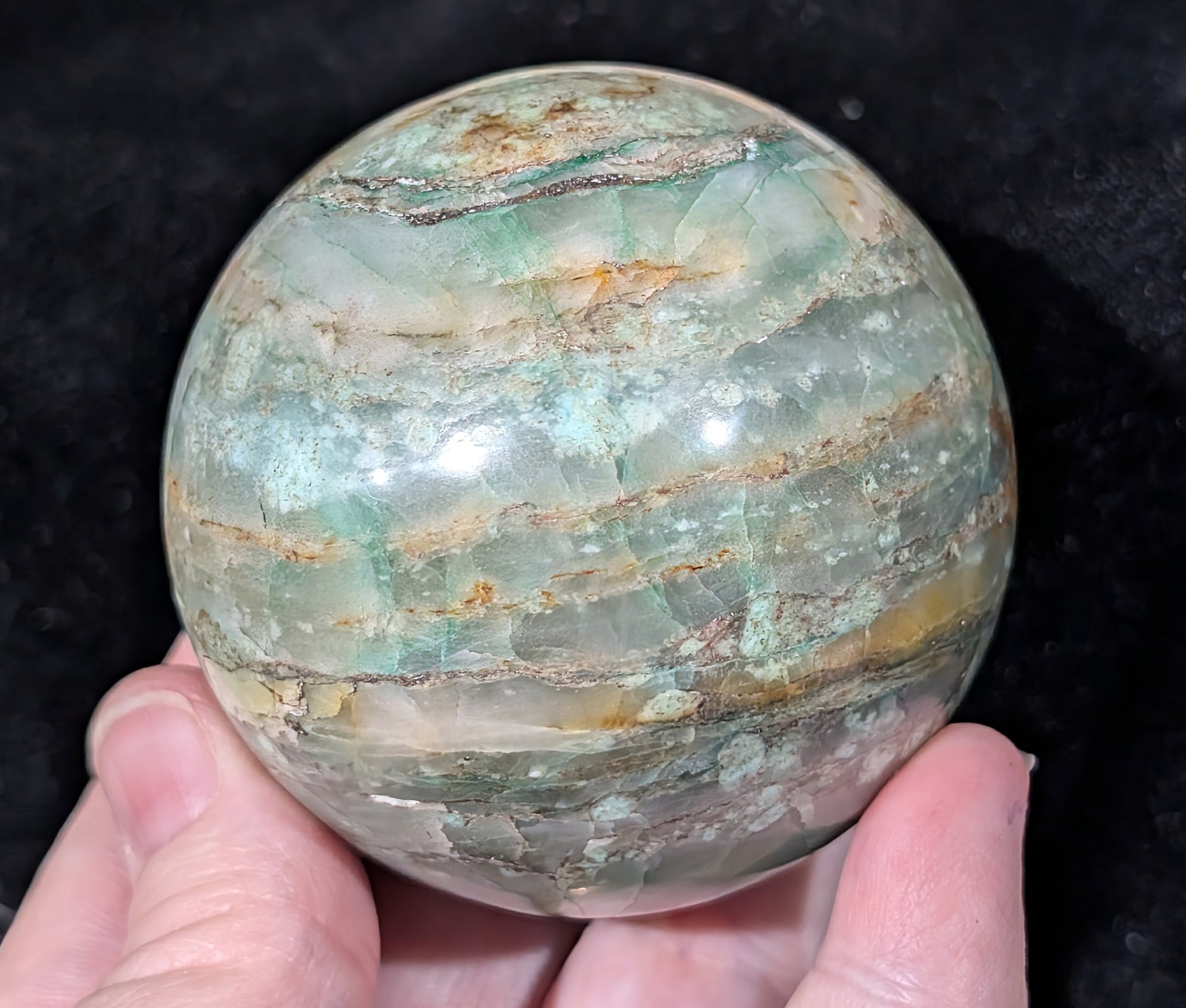Turquoise in Quartz Sphere