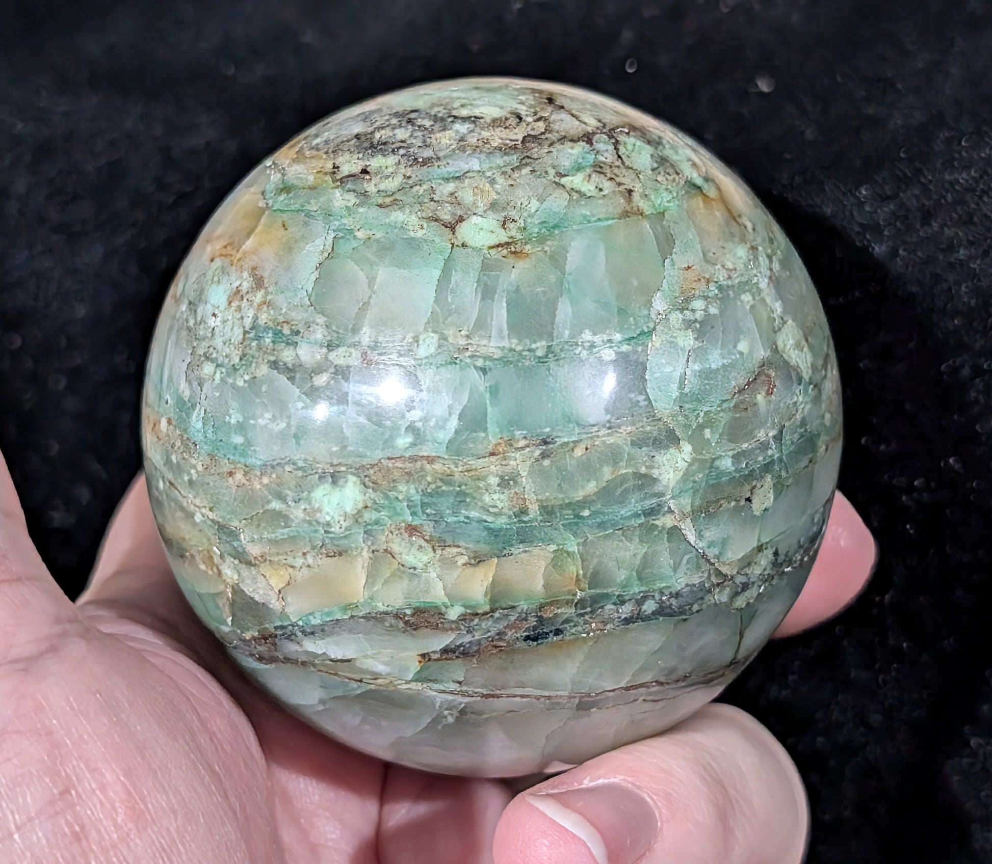 Turquoise in Quartz Sphere