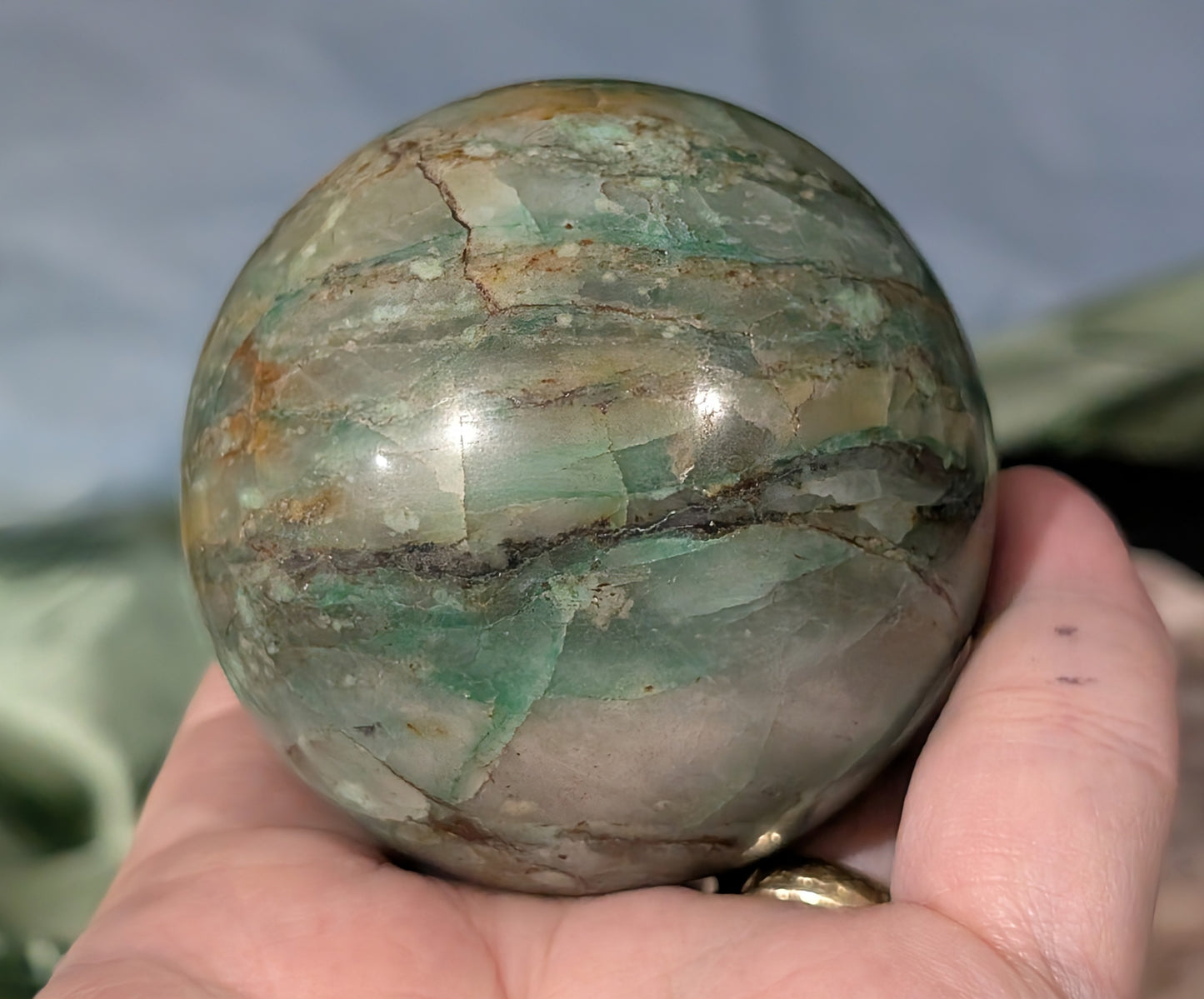 Turquoise in Quartz Sphere