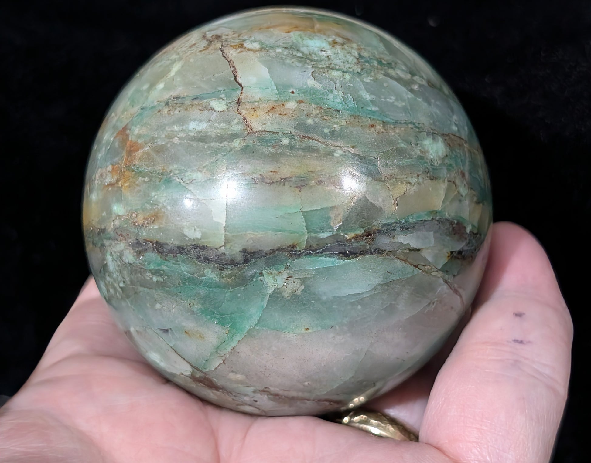 Turquoise in Quartz Sphere