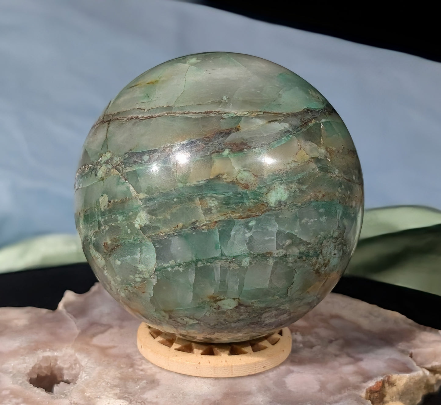 Turquoise in Quartz Sphere