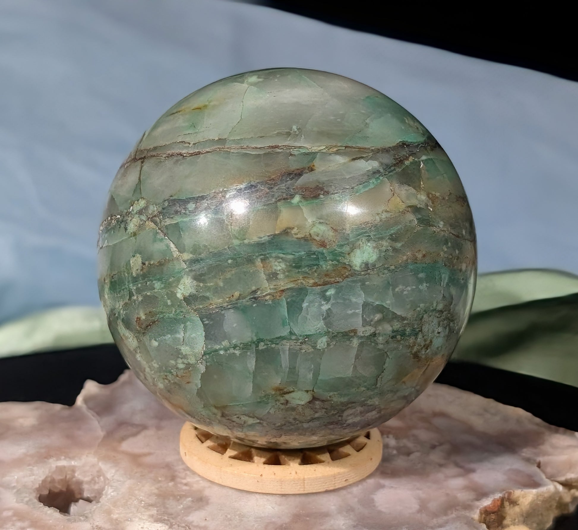 Turquoise in Quartz Sphere