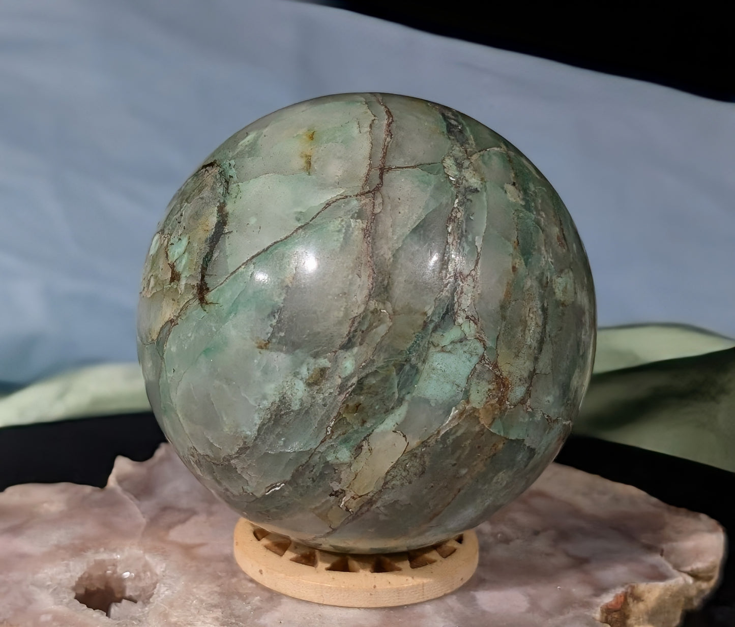 Turquoise in Quartz Sphere