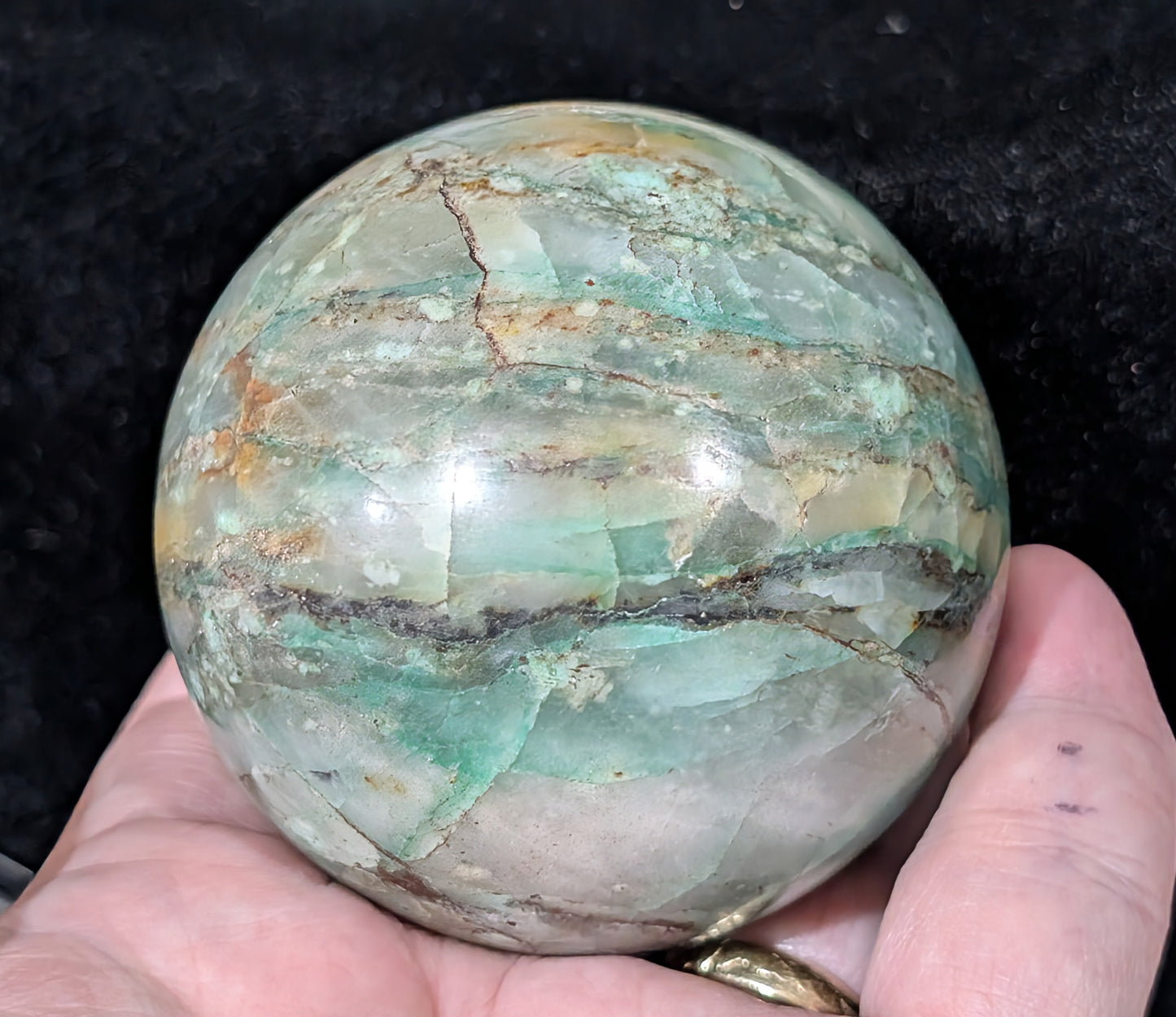 Turquoise in Quartz Sphere
