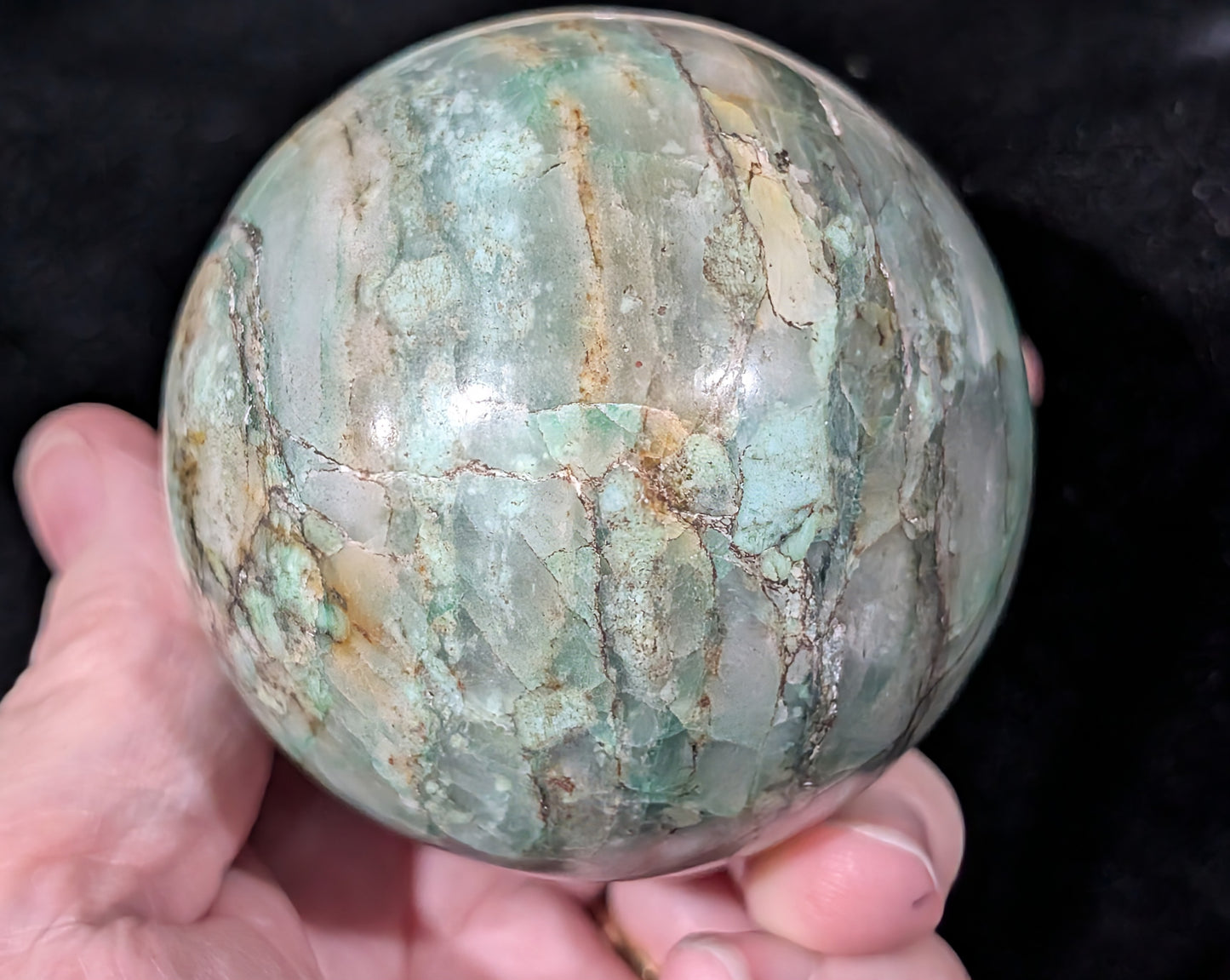 Turquoise in Quartz Sphere