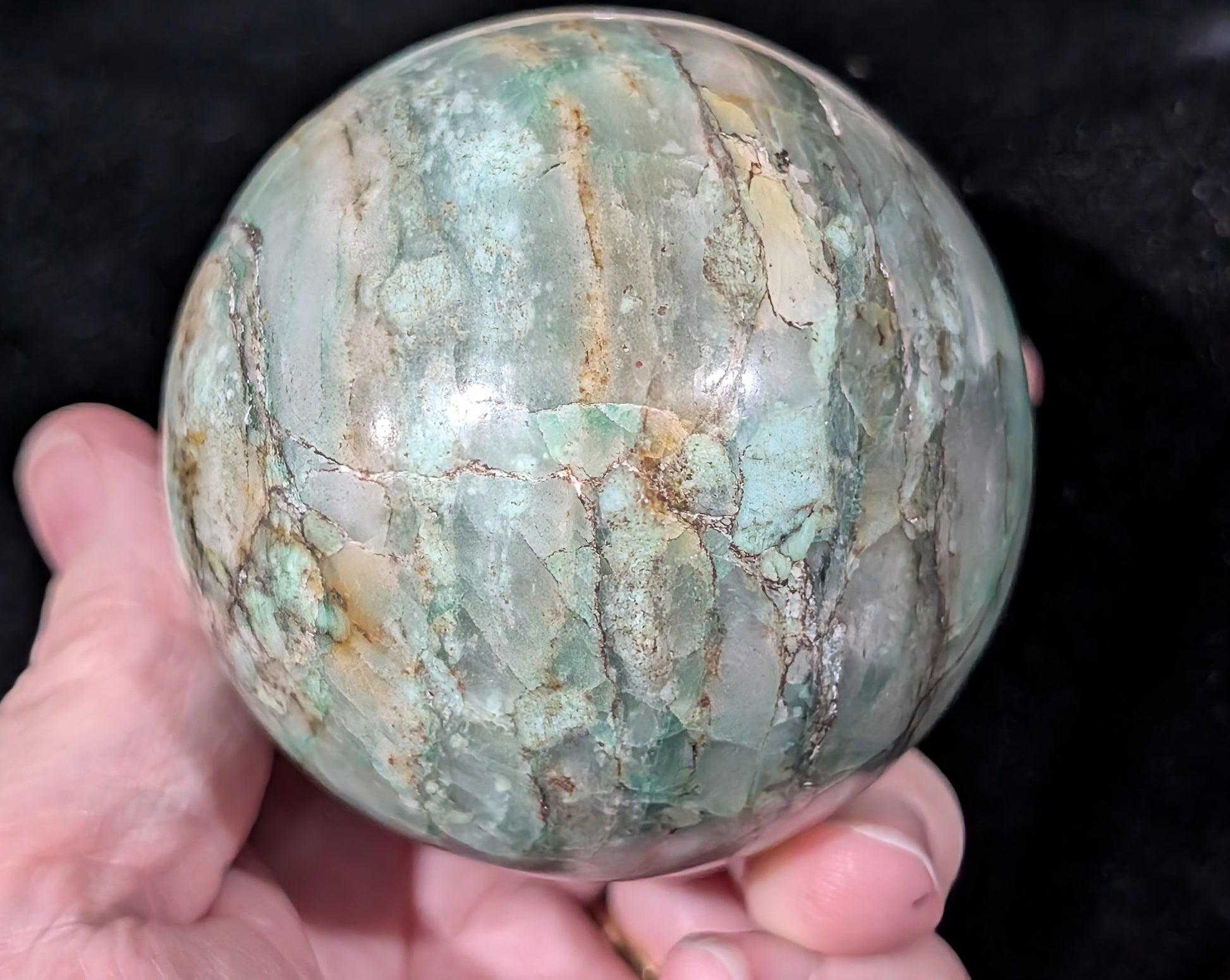 Turquoise in Quartz Sphere