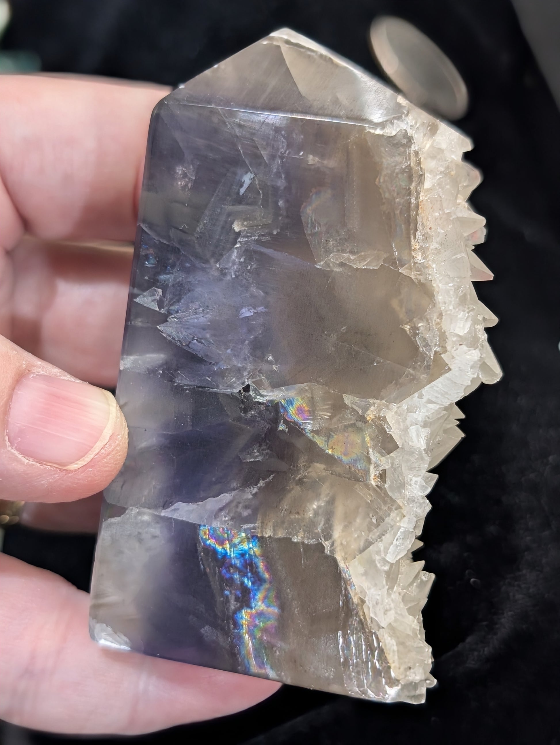 UV Reactive Calcite and Cubic Fluorite Tower