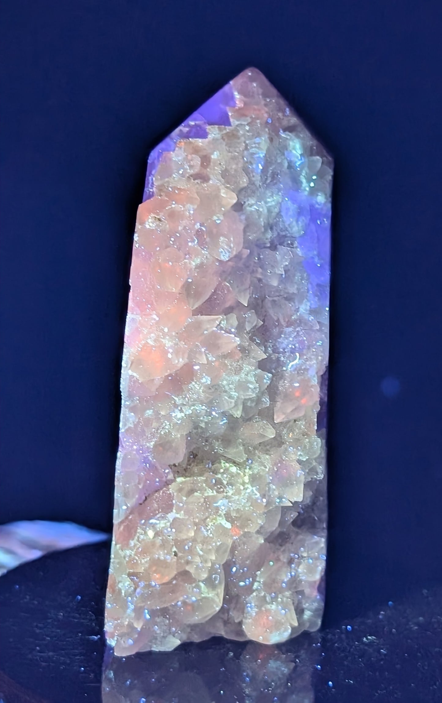 UV Reactive Calcite and Cubic Fluorite Tower