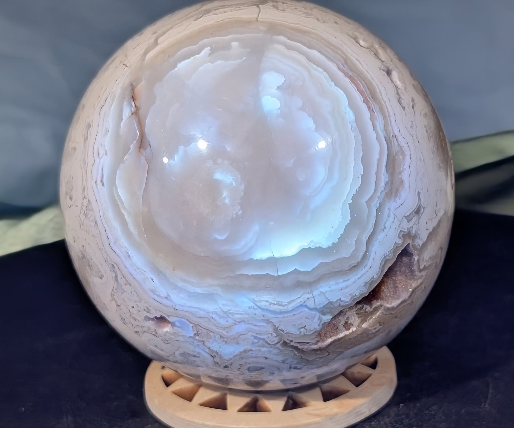 UV Reactive Druzy White Agate Sphere