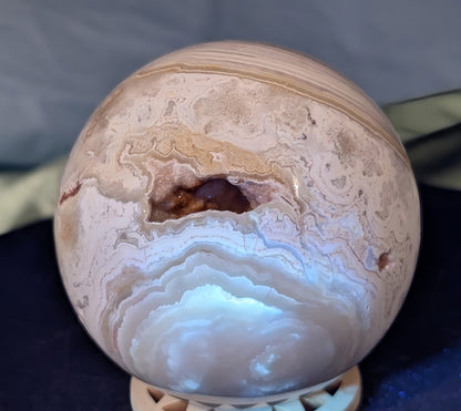 UV Reactive Druzy White Agate Sphere