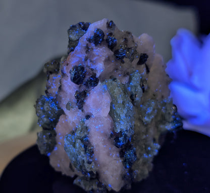 UV Reactive Green Diopside Specimen with Mica and Calcite