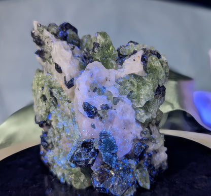 UV Reactive Green Diopside Specimen with Mica and Calcite