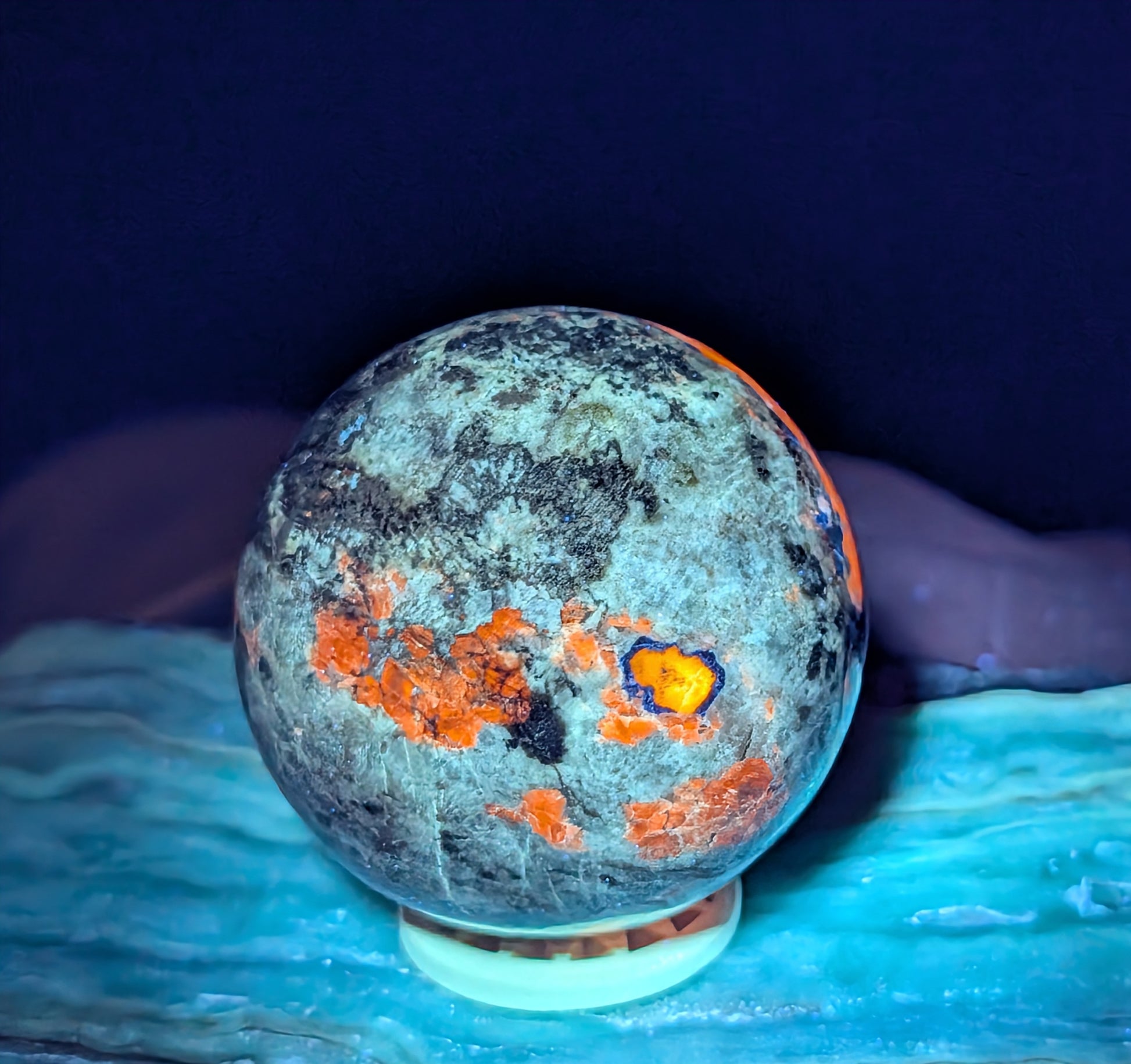 UV Reactive Lazurite and Afghanite Sphere